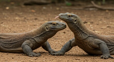 Obraz premium Komodo Dragons Close Up Indonesia Wildlife Reptiles