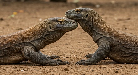 Obraz premium Komodo Dragons Close Up Wildlife Reptiles Indonesia