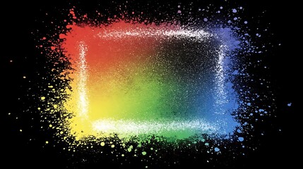 Colorful paint splatter forming a square frame