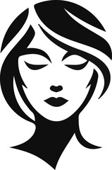 silhouette sketch of a logo icon, a symbol of a modern minimalist woman's face as a symbol of beauty