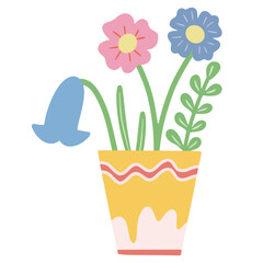 flowers leaves in a pot, vase set