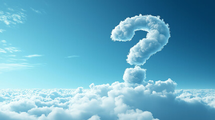 Question mark made of clouds, in the cloudy sky