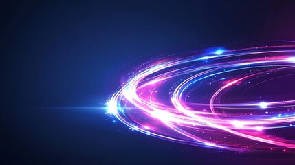 Abstract Swirling Neon Light Trails Design