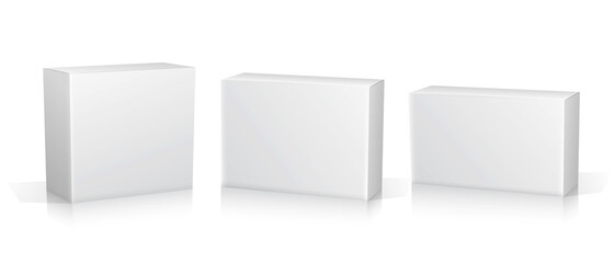 Set of Super Realistic White Box Mockup illustration Design isolated 