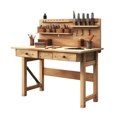 workbench Advertisement isolated on white background full depth of field 