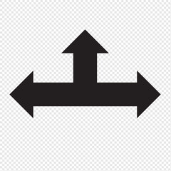 A minimalist vector arrow illustration with clean lines and a modern design with three pointers, complemented by a transparent background.