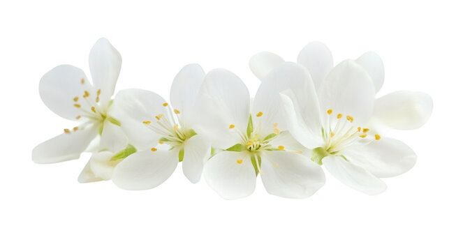 White flower with delicate petals and soft lighting isolated on white background