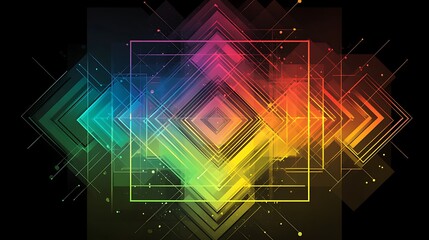Obraz premium Abstract Rainbow Geometric Design Featuring Interlocking Squares