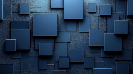 Abstract dark blue 3D cubes background.
