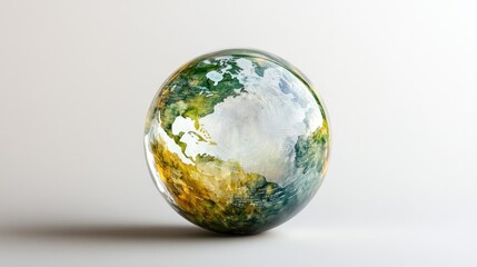 Fototapeta premium Glass globe depicting Earth's continents and oceans. (1)