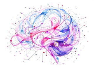 Abstract neural network visualization in vibrant colors