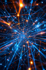 Obraz premium Vibrant Representation of the Internet's Complex Data Network Highlighting Nodes, Connections, and Cyberspace Dynamics