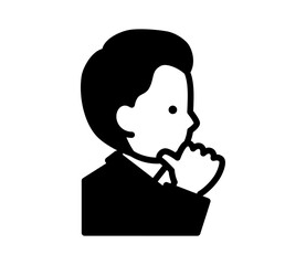 考える男性の横顔のイラスト　ベクター
