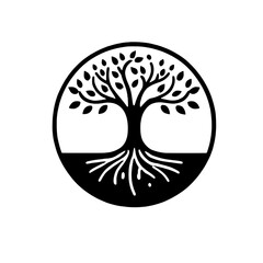 Tree of Life Symbol: A simple yet powerful illustration of a tree of life, a symbol of growth, strength, and interconnectedness. Perfect for spiritual, nature, or family-themed designs.  