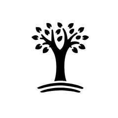 Tree of Life Icon: Elegant and symbolic black tree icon, representing growth, nature, and life. Perfect for eco-friendly businesses, environmental projects, or spiritual designs. 