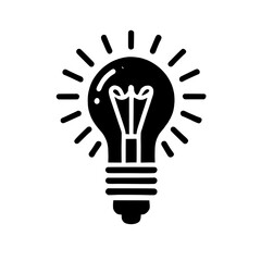 Illuminated Idea:  A bold, black lightbulb icon radiates brilliance, symbolizing innovation, inspiration, and creative breakthroughs.