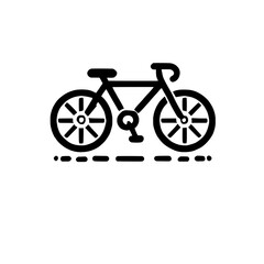 Bicycle Icon: A minimalist black and white illustration of a bicycle, capturing the essence of cycling with its clean lines and simple design. Perfect for websites, apps, and design projects. 