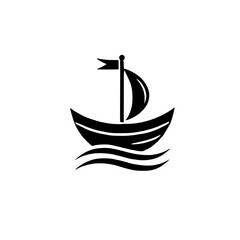 Sailing into Adventure: Simple sailboat icon, nautical vessel, ocean journey symbol 