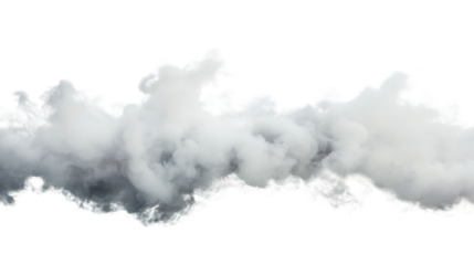 White panoramic smoke trail creating an ethereal effect isolated on white background