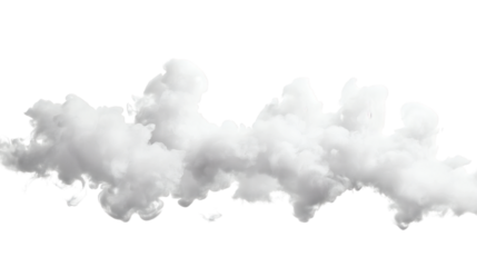 White panoramic smoke trail creating an ethereal effect isolated on white background
