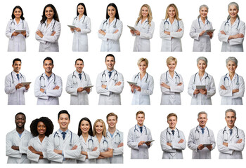 Obraz premium Transparency, Team of doctors and surgeons, men and women - Transparência, Equipe de médicos e cirurgiões, homens e mulheres