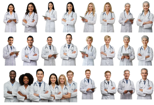 Transparency, Team of doctors and surgeons, men and women - Transparência, Equipe de médicos e cirurgiões, homens e mulheres