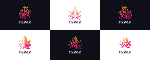 plants and  flower icon set logo design for business Technology Medical company 