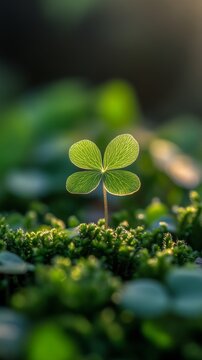 Close-up of Lucky Leaf Clover. St Patrick's Day hat. St Patrick's Day	