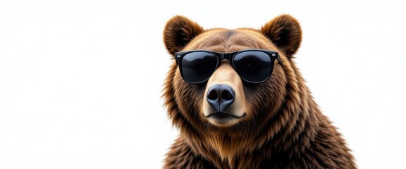 Cool bear wearing sunglasses against white background