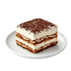 Creamy Chocolate Dessert Slice on White Plate