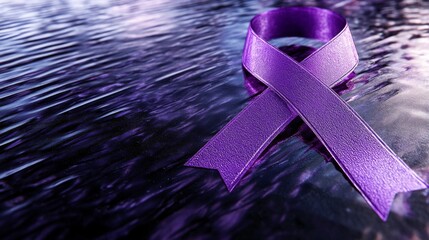 Purple Ribbon Awareness Symbol On Dark Background