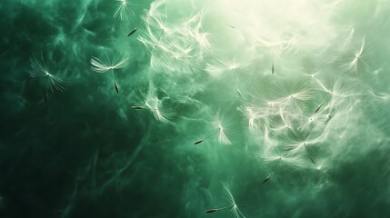 Fototapeta premium Dandelion seeds on a blue background. Closeup