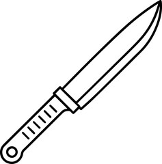 Black Line art of a knife on a White Background - Vector Illustration