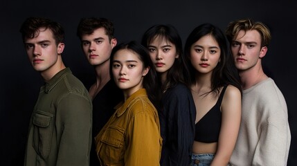 Fototapeta premium Youthful Friends: A Stylish Group Portrait
