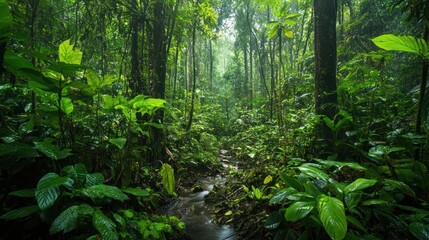 Fototapeta premium Lush rainforest with a stream.