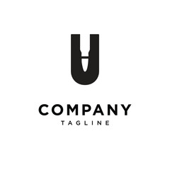 Letter U Bullet Negative Space Logo Icon Vector