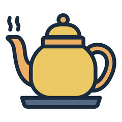 Teapot with steam representing British tea culture