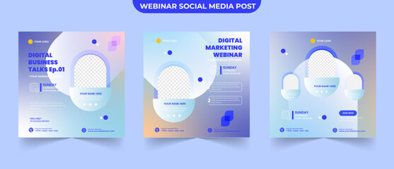 Set of webinar digital marketing podcast ads for social media post and stroies template
