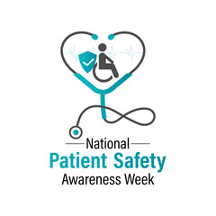 Patient safety awareness week is observed every year in March. Patient Safety Awareness  is observed to increase patient and health professional awareness. Design for banner, cards, prints. Eps 10.