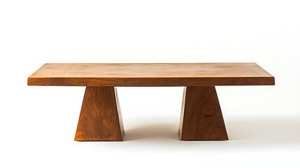 A wooden table with two legs and a brown top