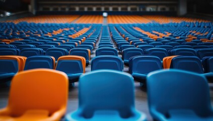 Naklejka premium Blue and Orange Stadium Seats