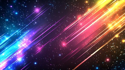 Fototapeta premium Abstract Cosmic Light Streaks Across Starry Night Sky