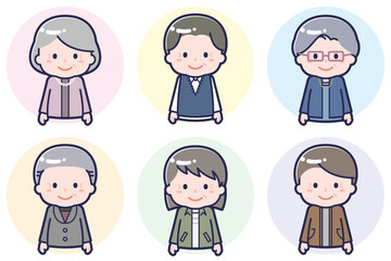 いろいろな人物セット_笑顔_シニア