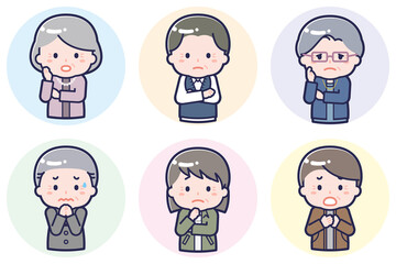 いろいろな人物セット_困惑__シニア