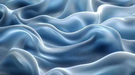 Obraz premium Abstract blue fabric waves, silky texture.