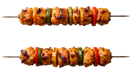 Chicken kebabs isolated on white background. Suitable for marketing or business purposes. PNG file