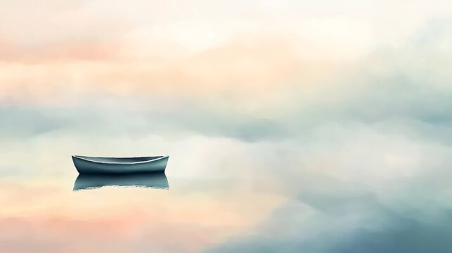 A small white boat sits in a calm body of water