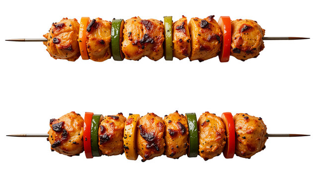 Chicken kebabs isolated on white background. Suitable for marketing or business purposes. PNG file - Powered by Adobe