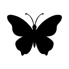 Black Butterfly silhouette vector illustration on white background.
