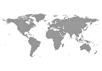 Fototapeta premium A world map composed of small black dots on a white background.